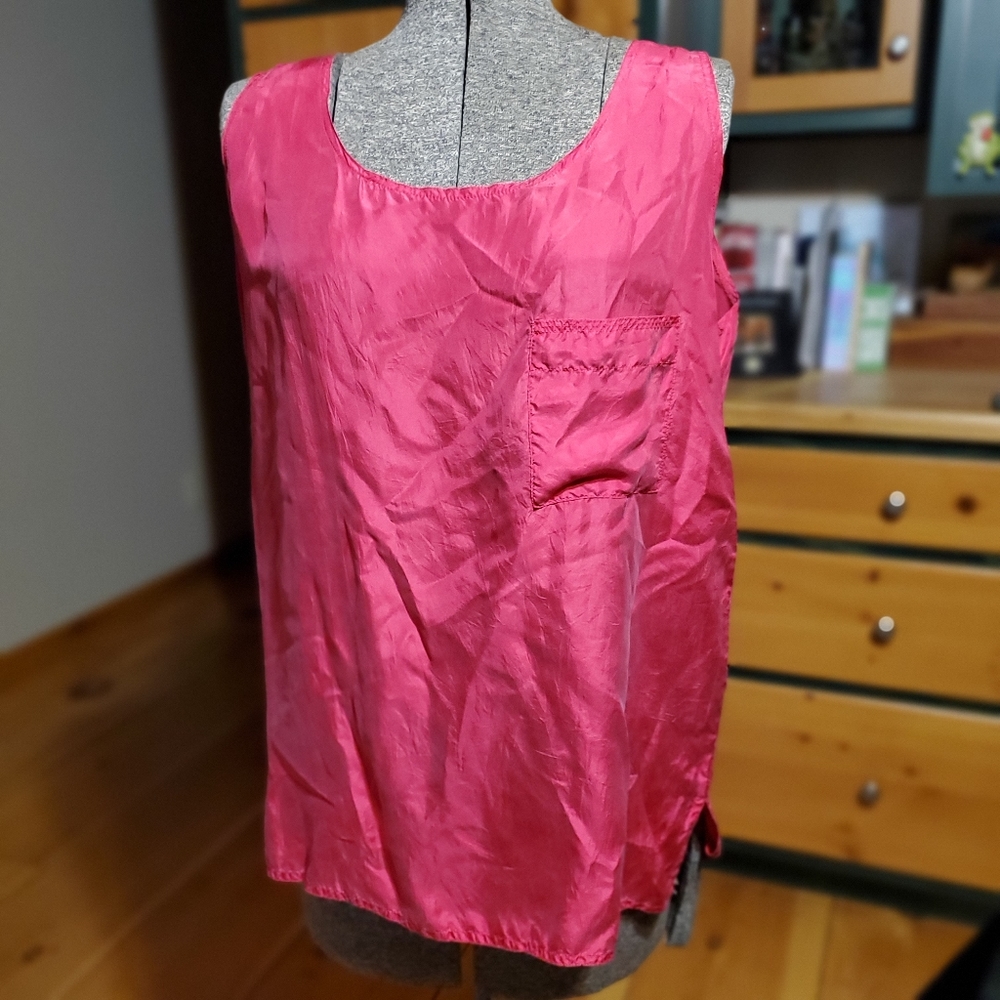 Vintage 60s/70s silk hot pink tank